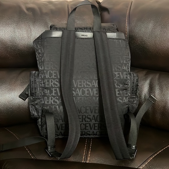 “Versace” all over logo monogram print unisex large backpack NEW - Picture 10 of 14